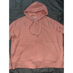 Jockey Womens full-zip Coral Pink hoodie Large Front Pockets Drawstring Hood